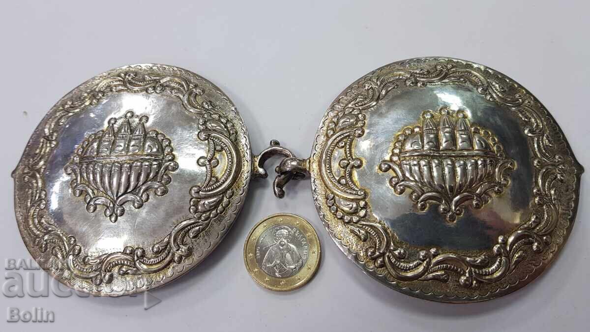 Delivery of Rare multi-row silver Revival-era clasp, clasps with Monasteries