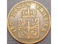 2 пфенига 1853 Прусия Германия медна монета