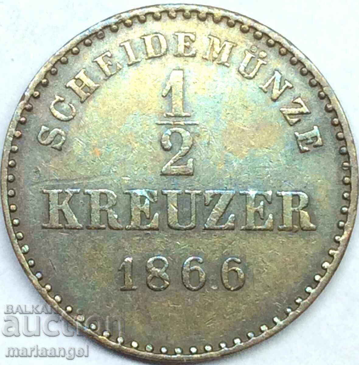 1/2 kreĭtser 1866 Württemberg Statele Germane Patină cu preț € 11.12 | 21.75 BGN