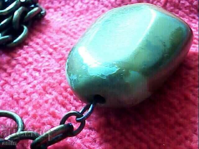 παλιό επιχρυσωμένο κολιέ με φυσικές πέτρες - 5