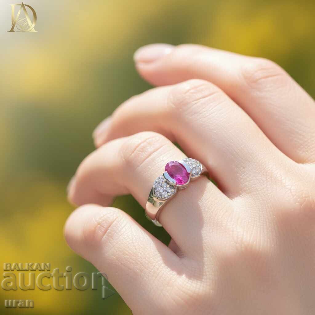 Нов Златен Пръстен с 1.48кт Естествен Рубин и Диаманти с цена € 900.00 | 1760.25 лв.