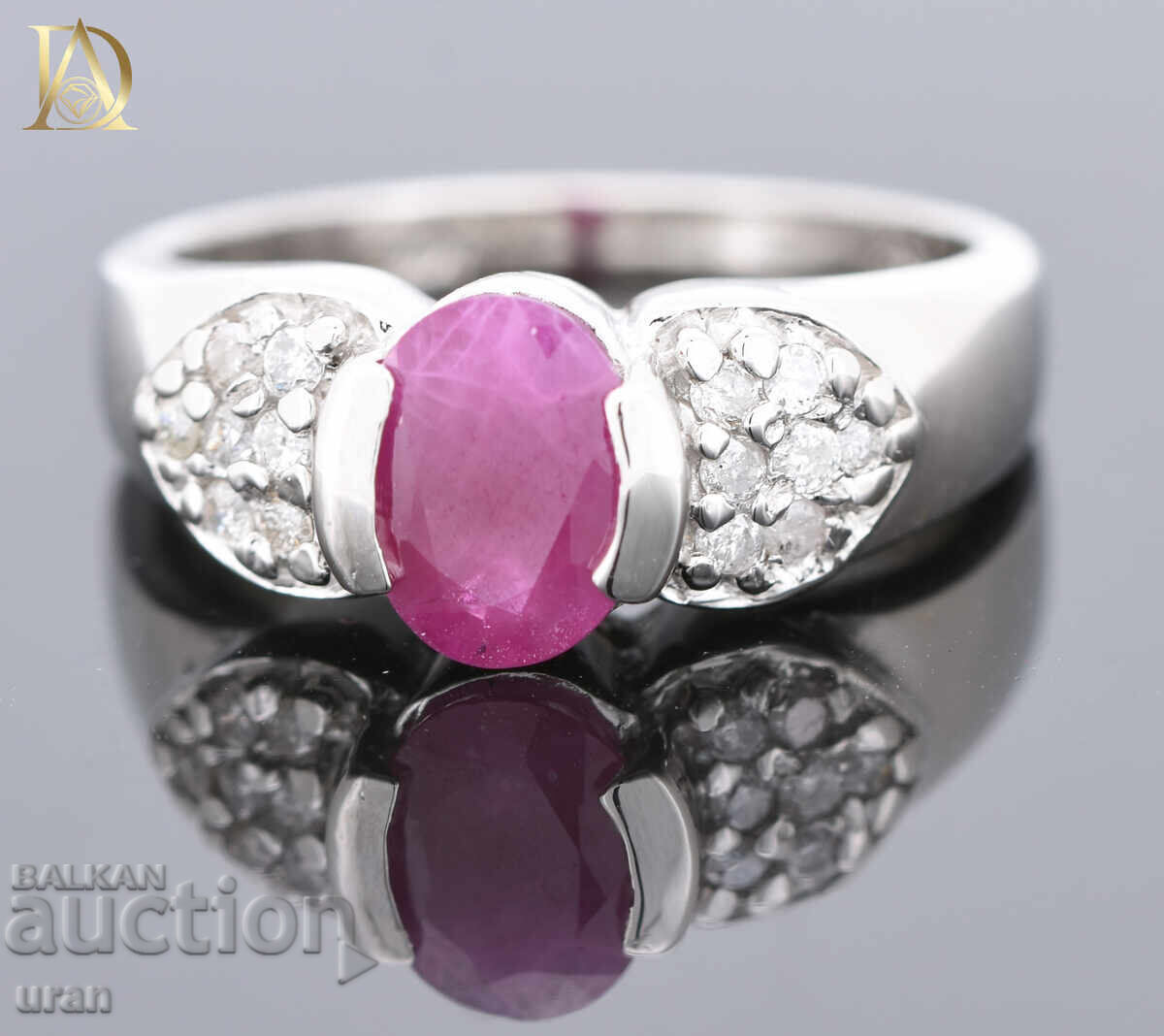 Нов Златен Пръстен с 1.48кт Естествен Рубин и Диаманти