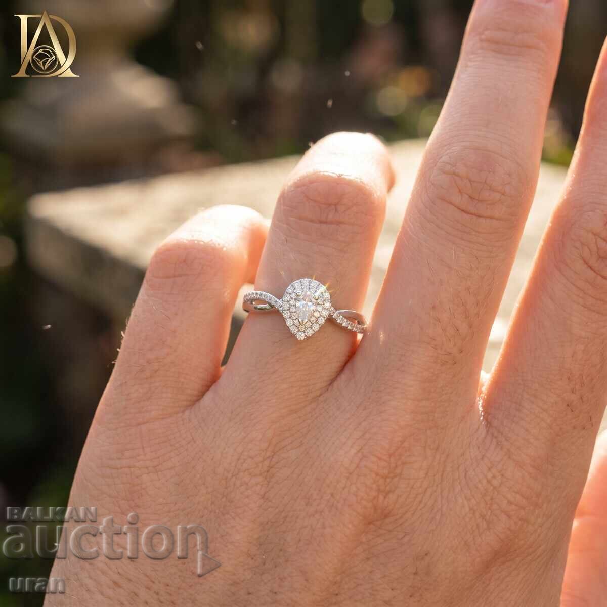 Livrarea Inel de aur nou cu diamante naturale de 0,52 ct