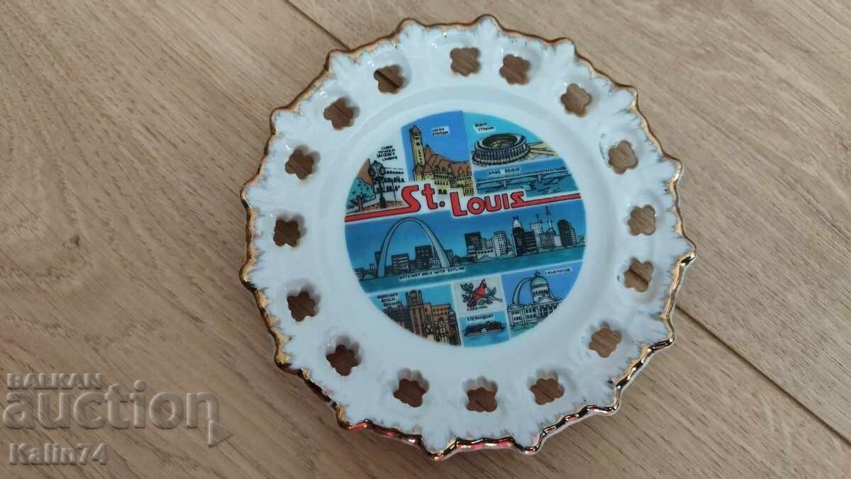 Frumosă farfurie decorativă de la Saint Louis, SUA
