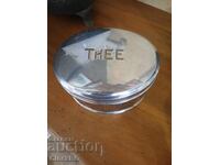 Vintage Dutch metal tea container marked "TEA", mid-20th century