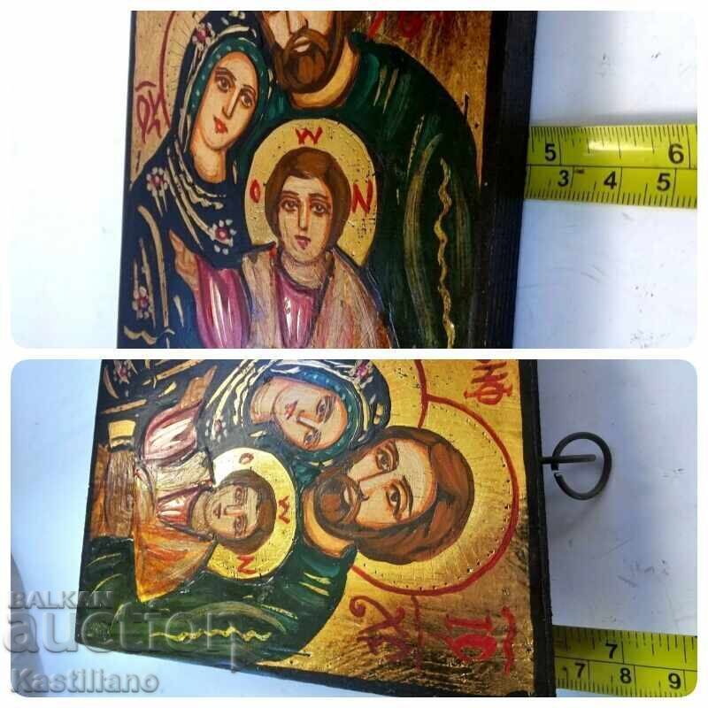 Icoană ortodoxă pictată manual a Sfintei Familii - 6