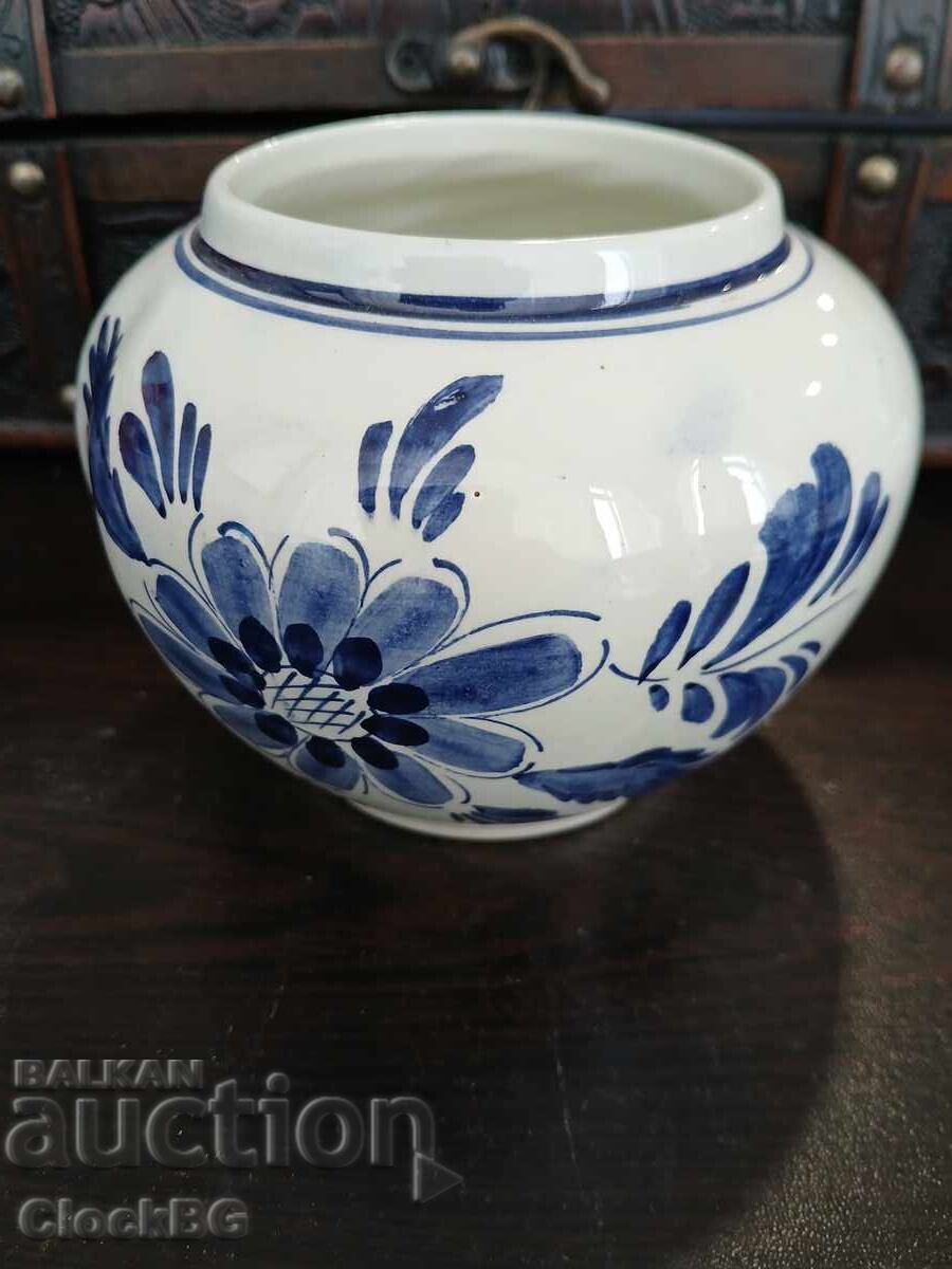 “Hand-painted Dutch Delft-style blue & white pottery