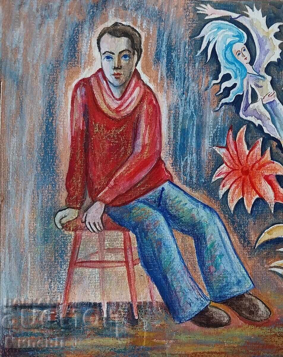 Аукцион Сюрреалистична рисунка на момче в червено