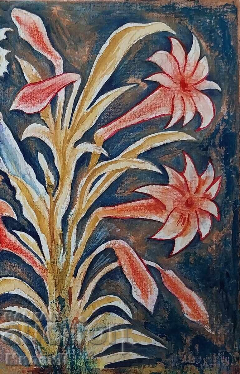 Сюрреалистична рисунка на момче в червено - 5