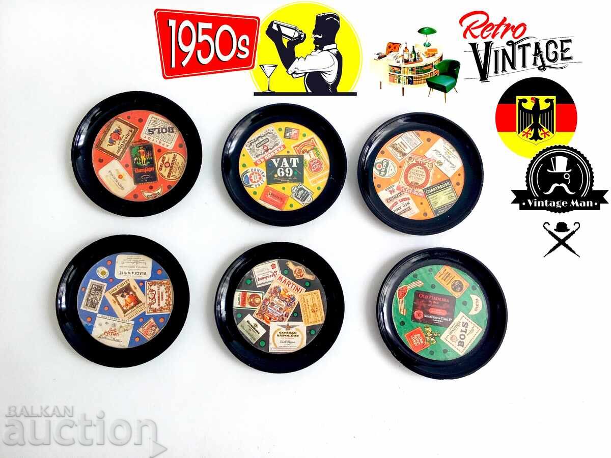Set of 6 vintage coasters from the 50s