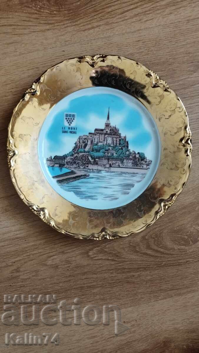 Beautiful porcelain plate from Mont Saint-Michel, France