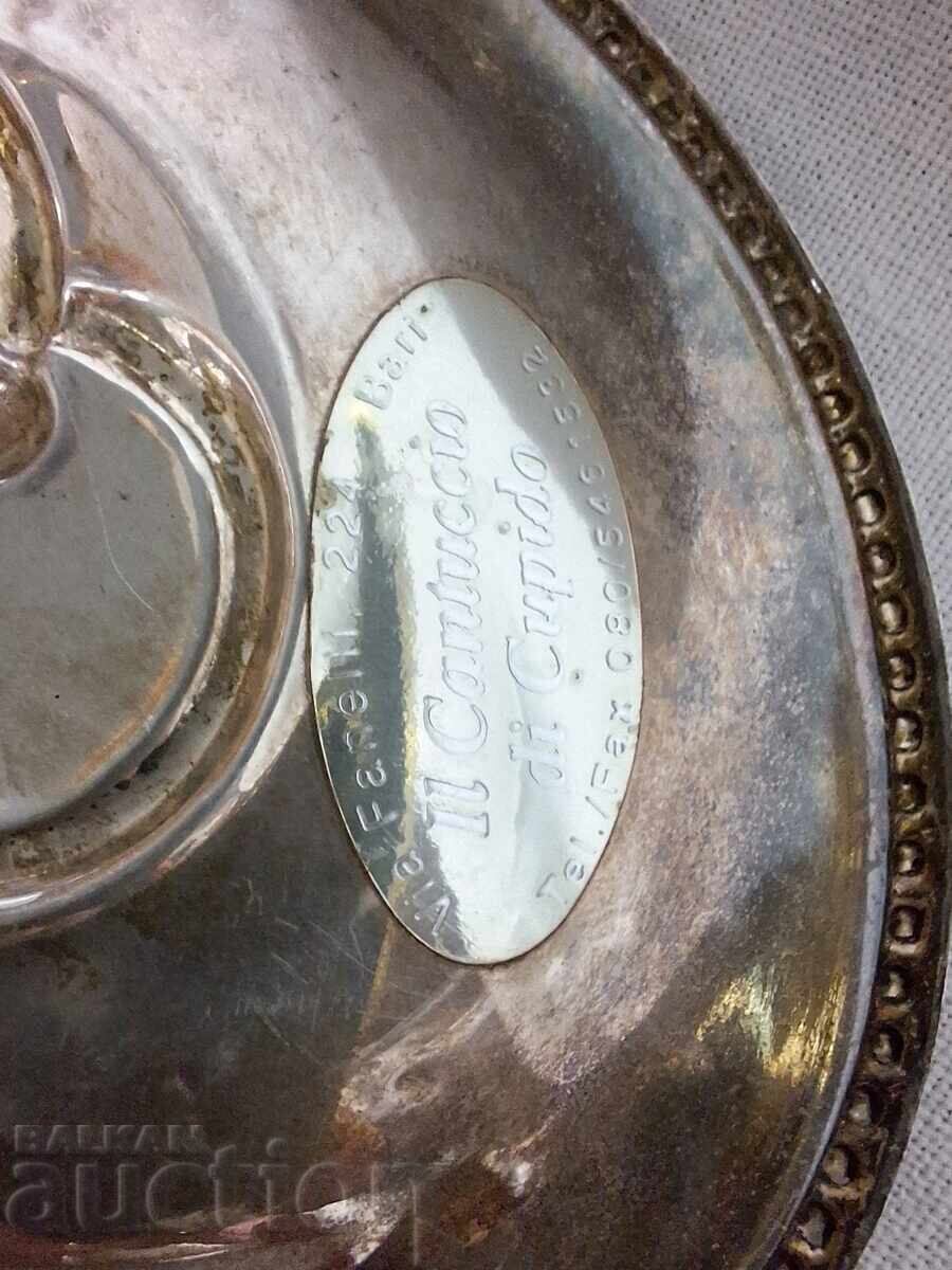 Старинен малък сребърен съд за венчални халки - 7