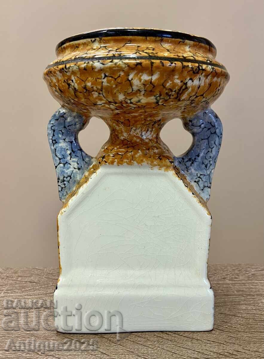Licitație Cassolette (suport de inele) Art Deco din ceramică faianță belgiană Licitație Cassolette (suport de inele) Art Deco din ceramică faianță belgiană