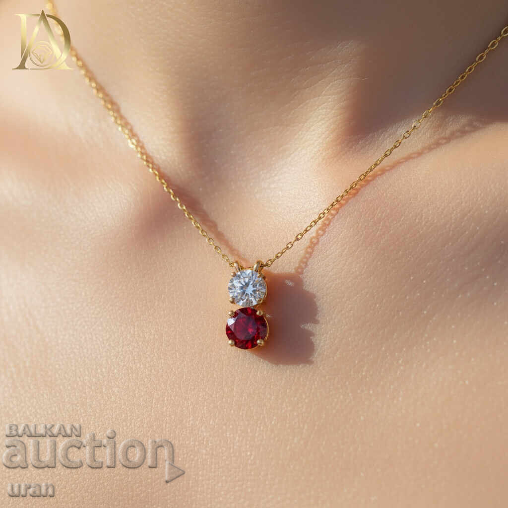 Nouă Colier Italian de Aur cu Diamant Natural de 0.40ct și Rubin cu preț € 1500.00 | 2933.76 BGN