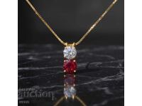 New Gold Italian Necklace with 0.40ct Natural Diamond and Ruby