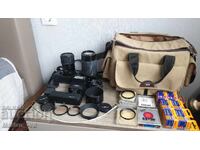 Комплект фотоапарат Minolta X-500,обективи,светкавица и др.