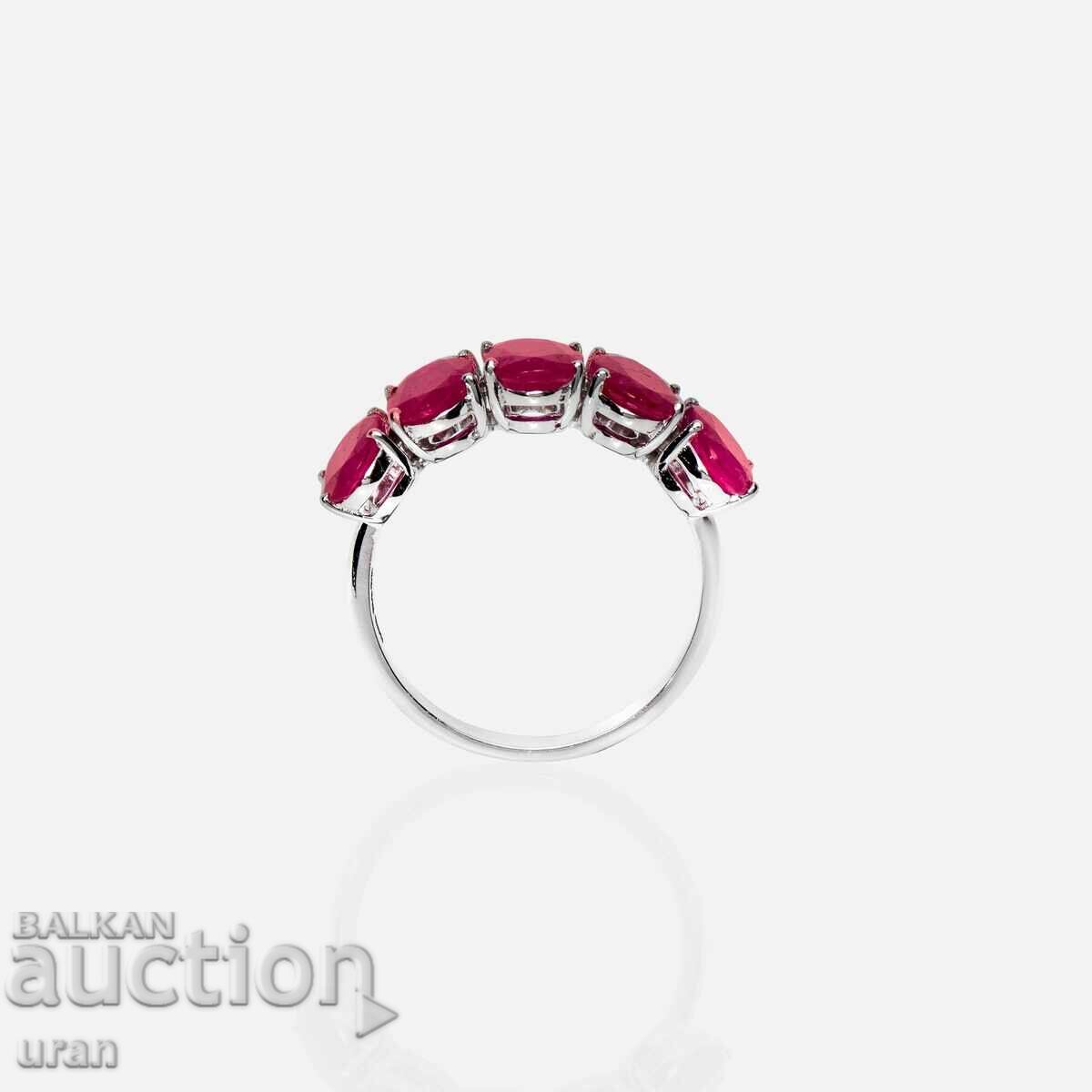 New Gold Ring with 4.38ct Natural Rubies - 5