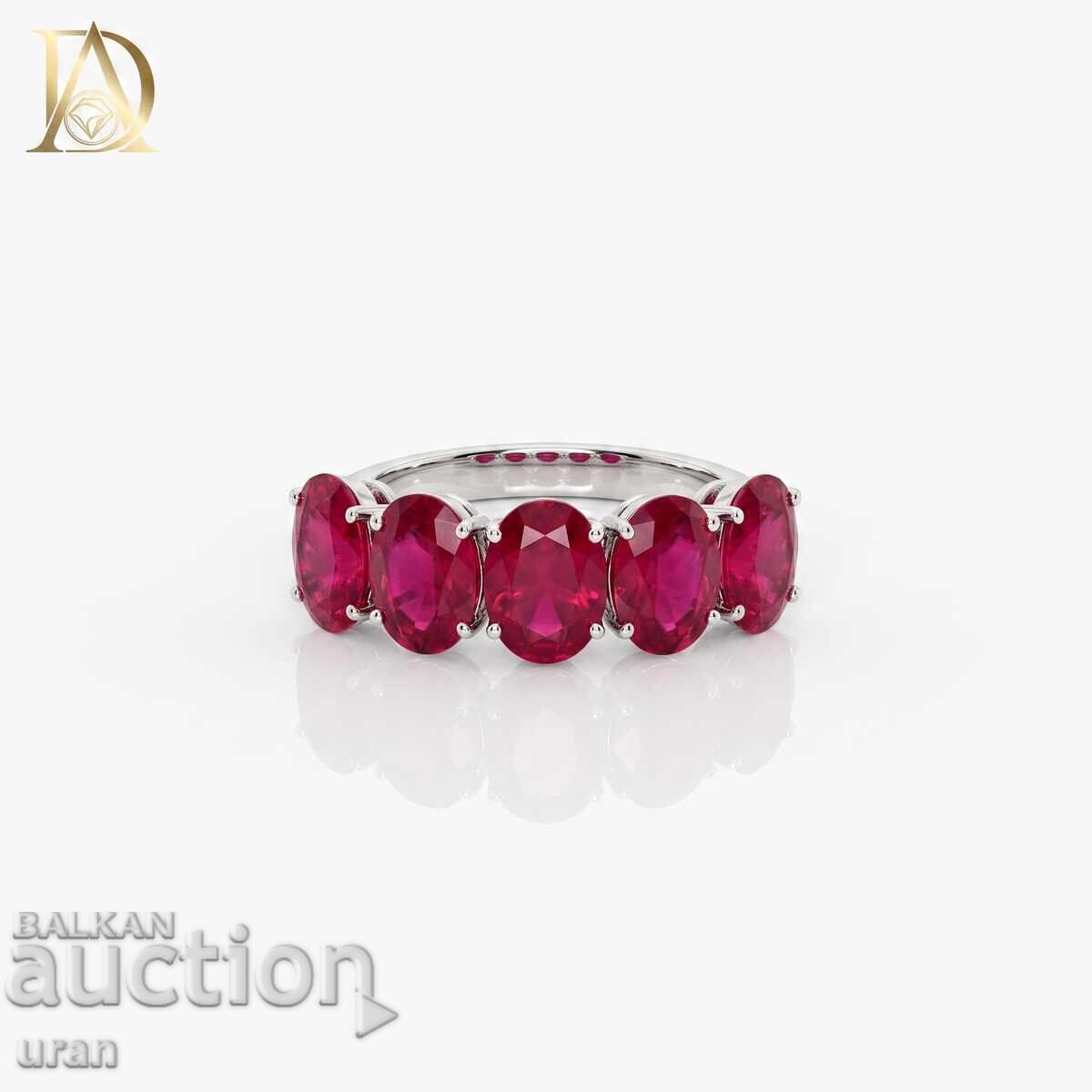 New Gold Ring with 4.38ct Natural Rubies