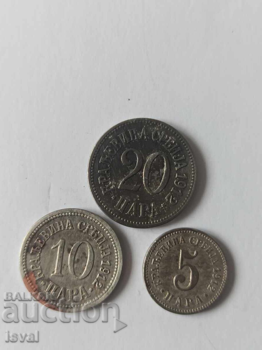 5, 10 și 20 para - Serbia - 1912 - Lot