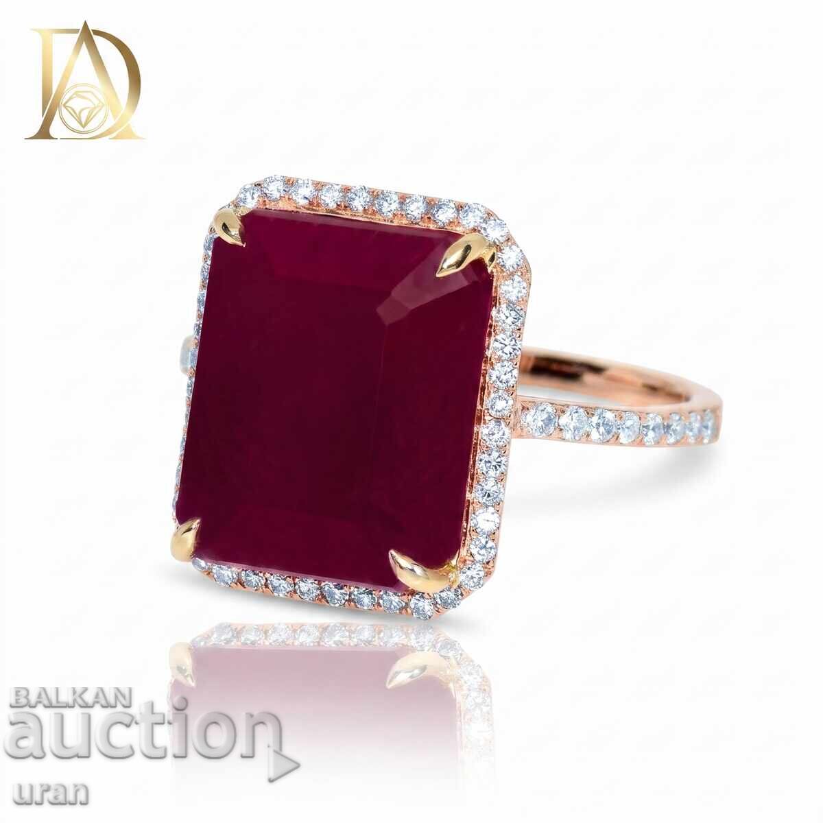 Νέο Χρυσό Δαχτυλίδι με 7.47ct Φυσικό Ρουμπίνι και 0.26ct Φυσικό με τιμή 2800.00 €