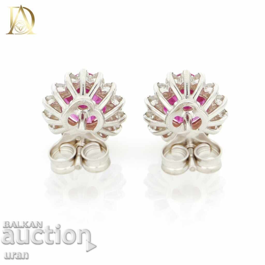 Нови Златни Обеци с 2.00кт Естествени Рубини и 0.38кт Естест - 5