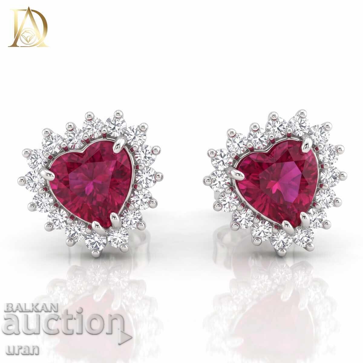New Gold Earrings with 2.00ct Natural Rubies and 0.38ct Natural Diamonds