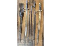 The three main bayonets for the Peabody-Martini rifles