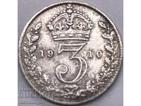 3 pence 1910 Marea Britanie George V argint