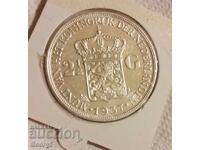 2 1/2 гулдена 1937 година Сребро