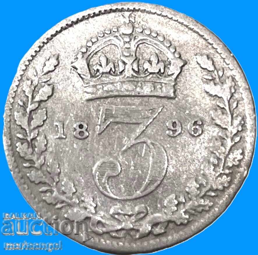 Great Britain 3 Pence 1896 Victoria 1837-1901 Silver