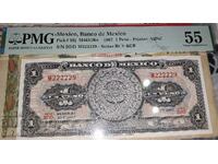 Certified Banknote from Mexico 1 Pesos 1967 PMG 55 UNC