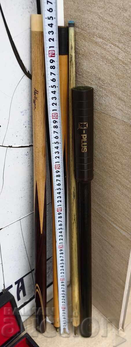 SET 2 BILLIARD CUES + CUE EXTENDER AND CASE - 7