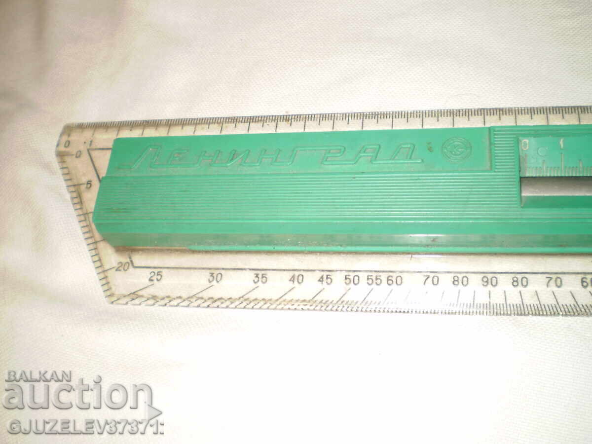 Retro Soviet parallel rolling ruler, green plastic - 5