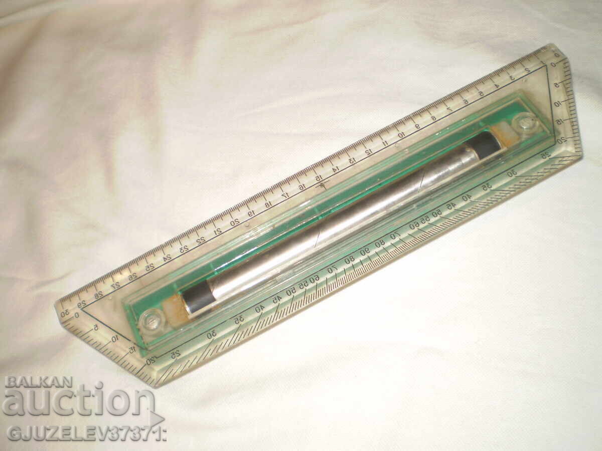 Retro Soviet parallel rolling ruler, green plastic - 6