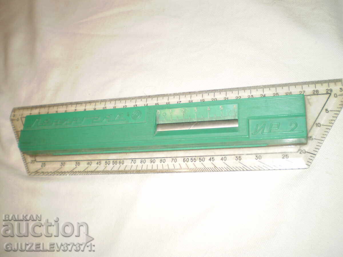 Retro Soviet parallel rolling ruler, green plastic - 7