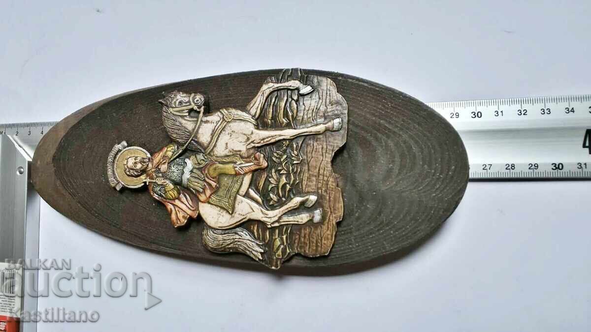 Icoană ortodoxă în relief, lucrată manual, a Sfântului Mina - 6