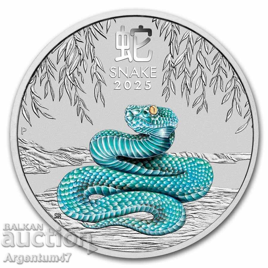 SILVER 1 OZ 2025 AUSTRALIA - LUNAR YEAR OF THE SNAKE COLORED