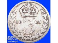 Marea Britanie 3 pence 1903 George V argint