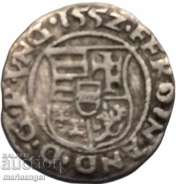 Ουγγαρία Δηνάριο 1552 Φερδινάνδος Α' Μαδονά/Θυρεός ασήμι - 6