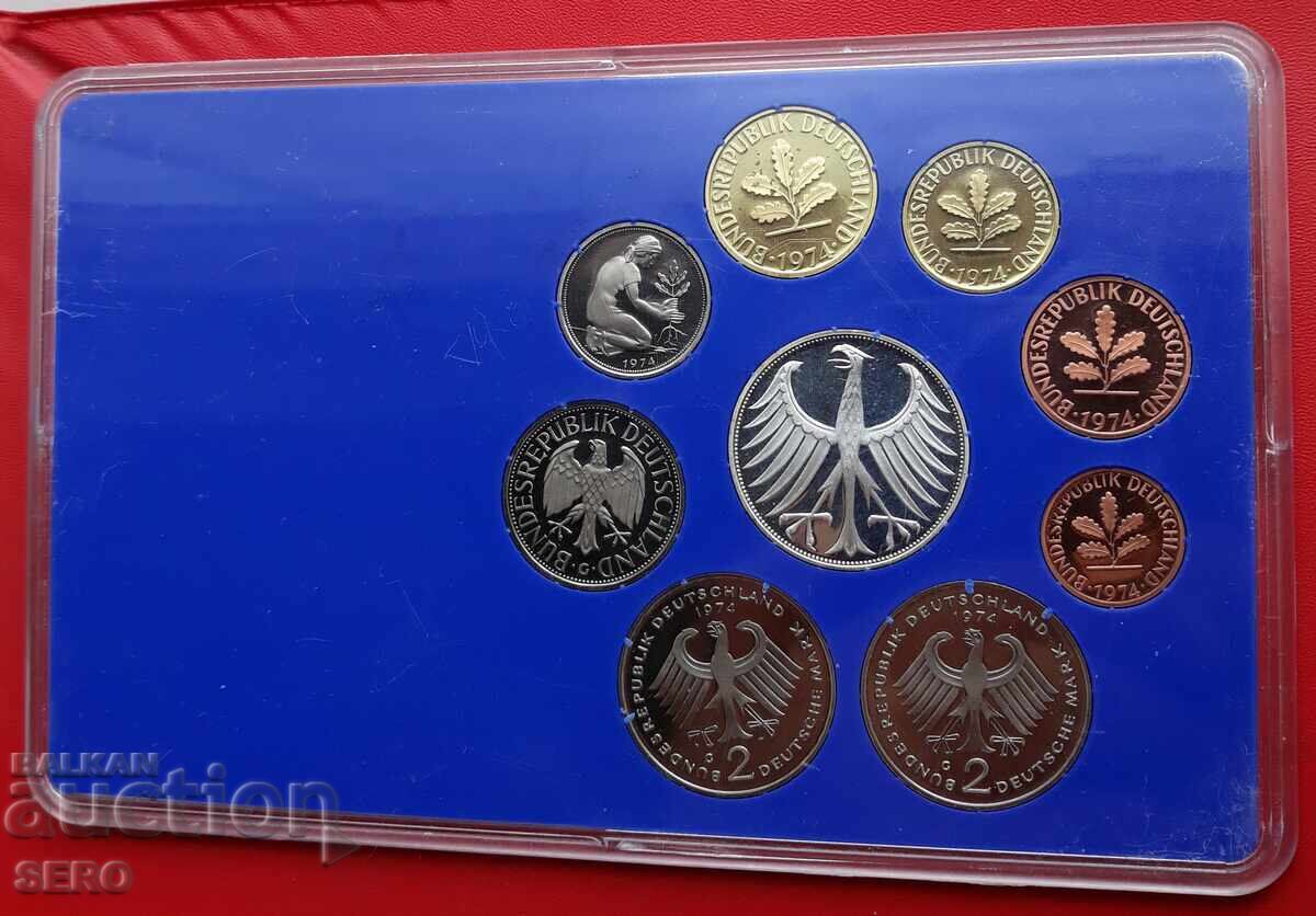 Германия-СЕТ 1974 G от 9 монети/5 марки1974 сребърна/ с цена € 46.00 | 89.97 лв.
