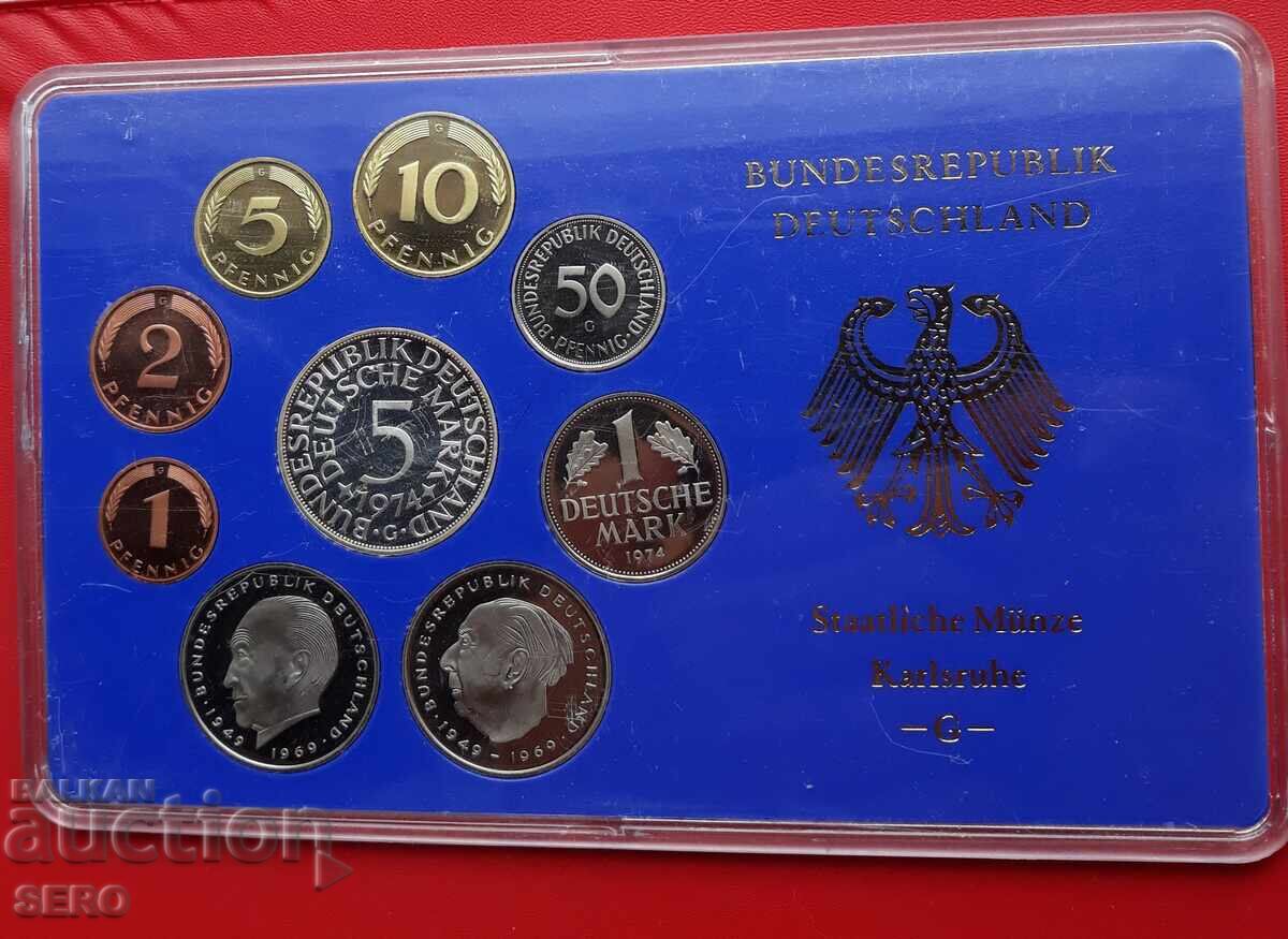 Германия-СЕТ 1974 G от 9 монети/5 марки1974 сребърна/