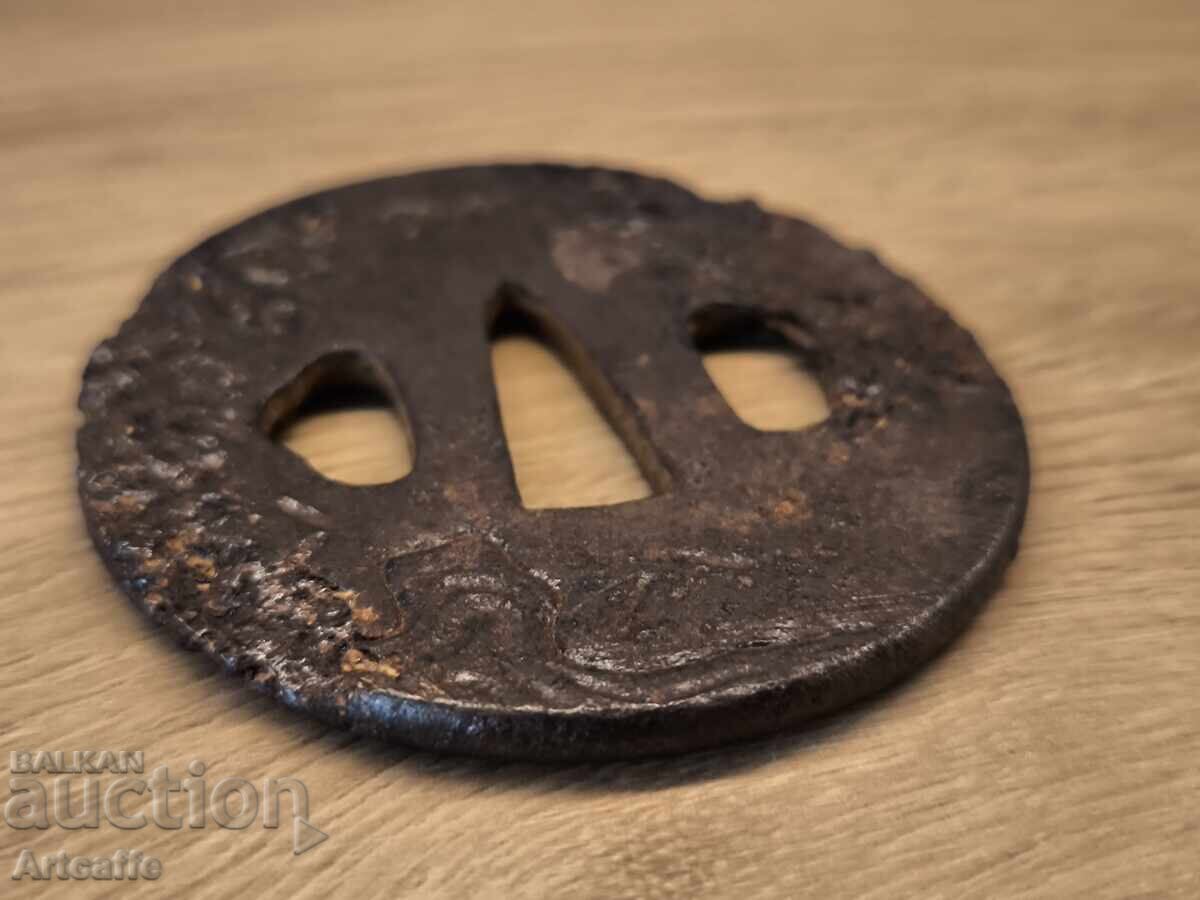Antică tsuba japoneză (Tsuba) – Perioada Edo, motiv peisaj - 6