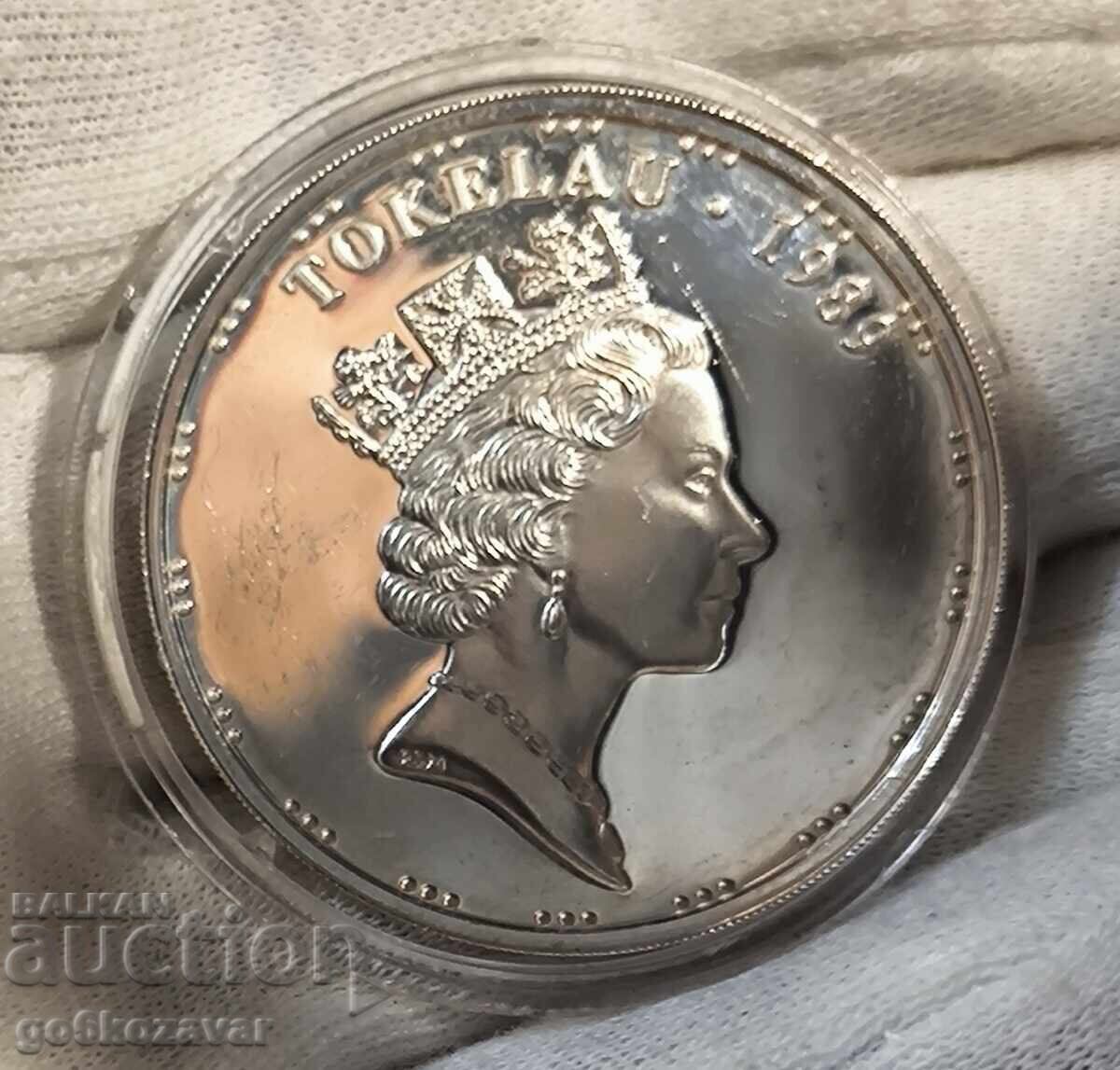 Tokelau 5 Dolari 1989 Argint 0,925 greutate 27,21g cu preț € 75.00 | 146.69 BGN