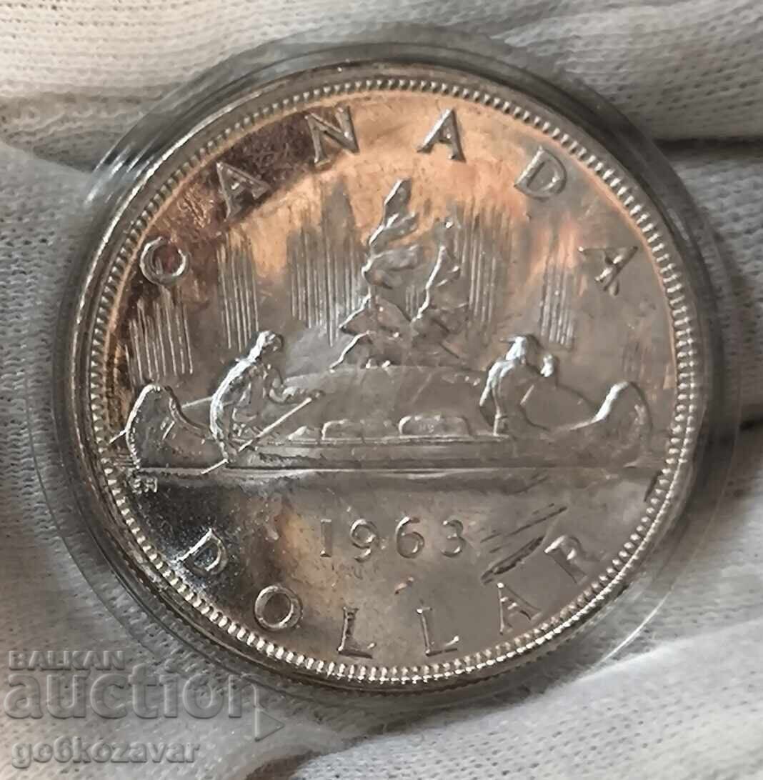 Dolar canadian 1963 Argint 0,800 greutate 23,32g
