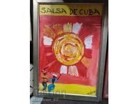 Poster anilor '60 Pictat manual Salsa de Cuba
