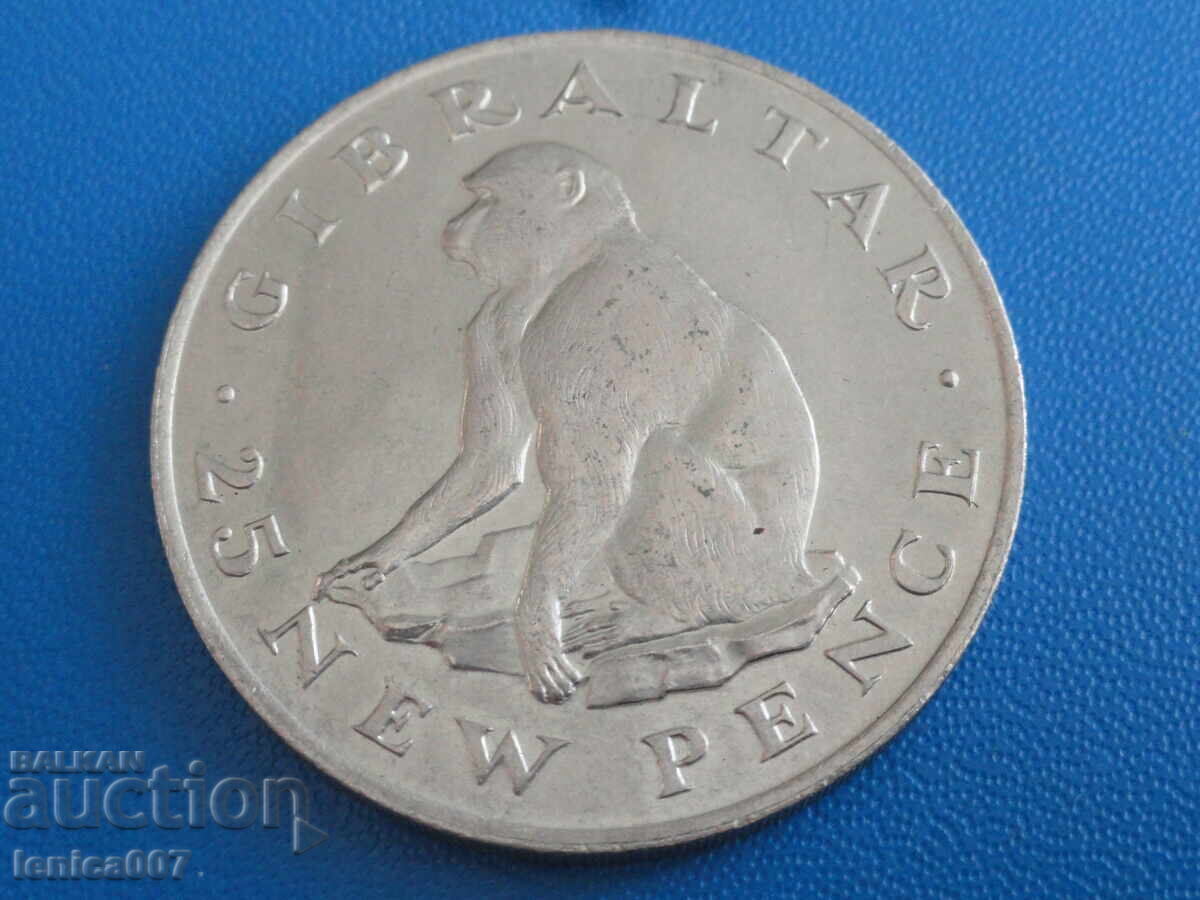 Gibraltar 1971 - 25 noi pence ''Maimuța Magot'' (m) - 5