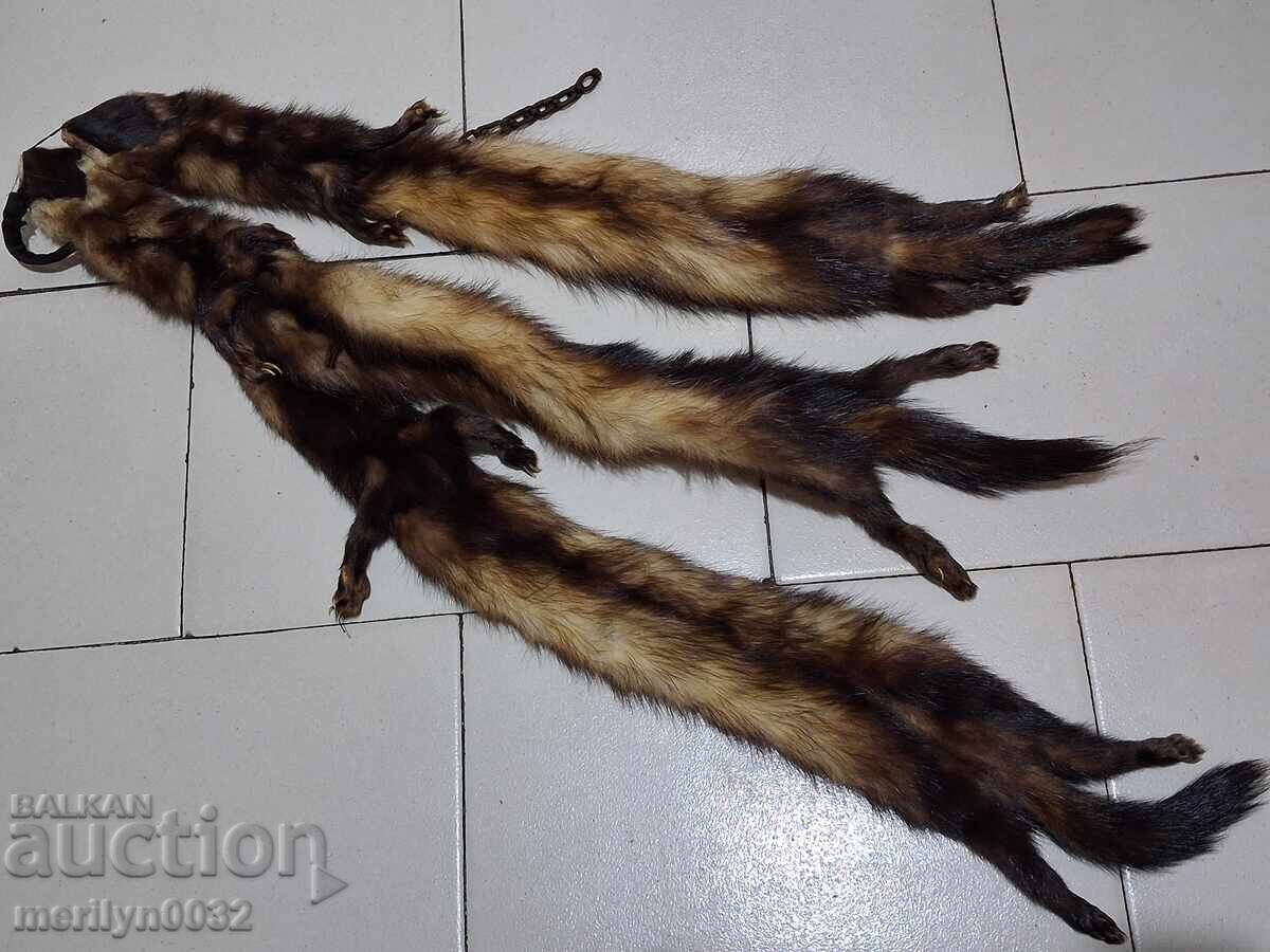 Яка от кожа на норка 3 броя за дамско палто самур норки - 6