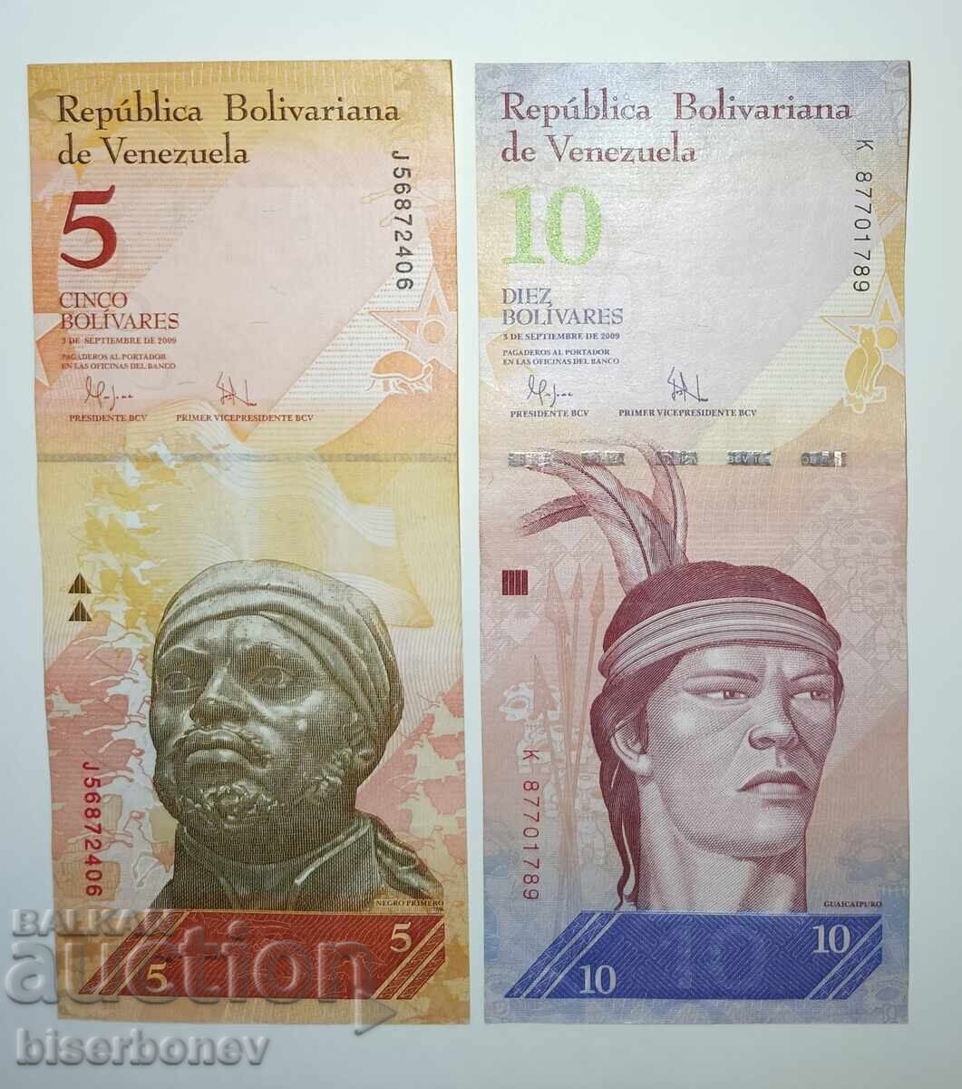 Venezuela, 5 + 10 bolívares 2009, aUNC