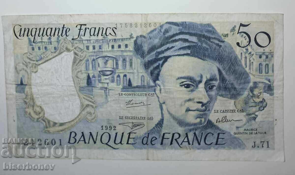Franța, Franța, 50 franci 1992, VF Franța, Franța, 50 franci 1992, VF