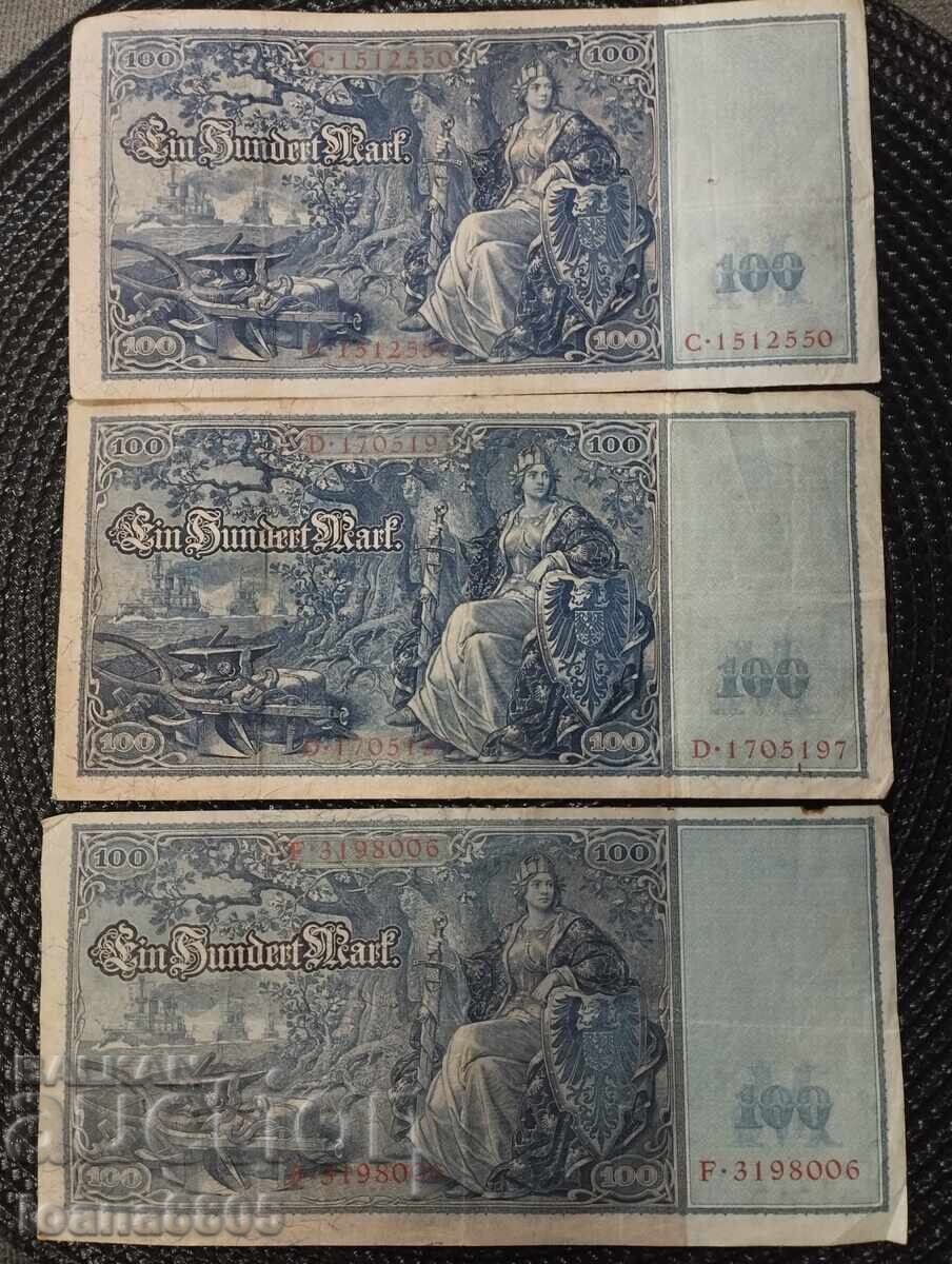 Γερμανία παρτίδα 100 μάρκα 1908, 1909, 1910 ετών με τιμή € 6.00 | 11.73 BGN